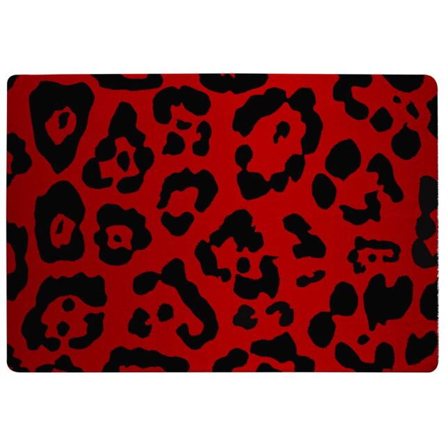 Benjamin Tate Design Red Leopard Print Rug in Natural - Size: Large - image 1
