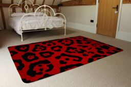 Benjamin Tate Design Red Leopard Print Rug in Natural - Size: Large - thumbnail 3