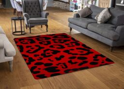 Benjamin Tate Design Red Leopard Print Rug in Natural - Size: Large - thumbnail 2
