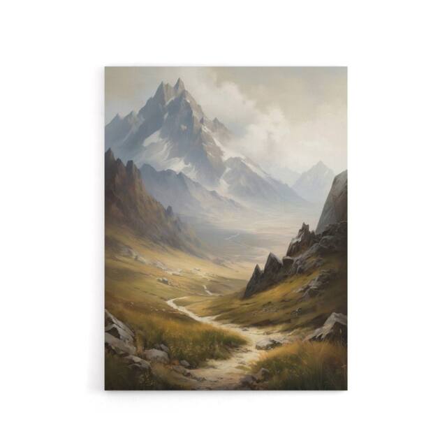 "Artery8 Alps Path Switzerland Mountain Landscape Canvas Wall Art Print in Brown - Size: W18"" x H24""" - image 1