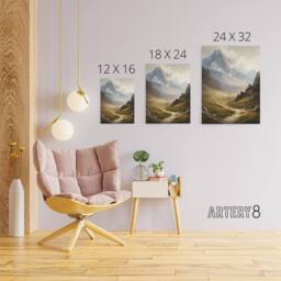 "Artery8 Alps Path Switzerland Mountain Landscape Canvas Wall Art Print in Brown - Size: W18"" x H24""" - thumbnail 4