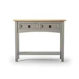 EONLION Grey Console Table 2 Drawer Solid Mexican Pine Wax Finish - thumbnail 4