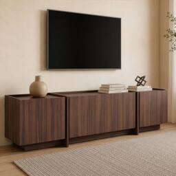 CALICOSY 4-Door TV Unit, 180 Cm Wide - ARVEN in Walnut - thumbnail 3
