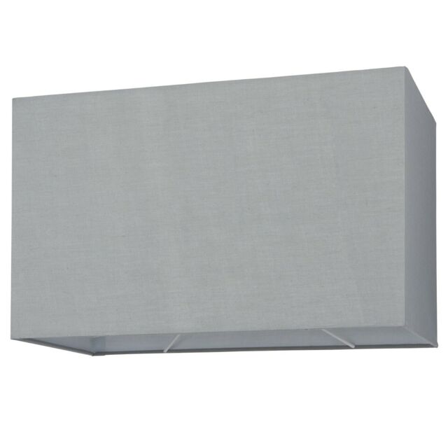 Loops Straight Sided Rectangle Lamp Shade Grey Cotton Fabric 60W E27 or B22 GLS - image 1