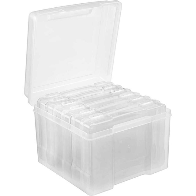 mysmartbuy Photo Storage Boxes for 7x5 Photographs - Storage Organiser with 6 Clip Lock Cases & 600 Photo Capacity in Clear - image 1
