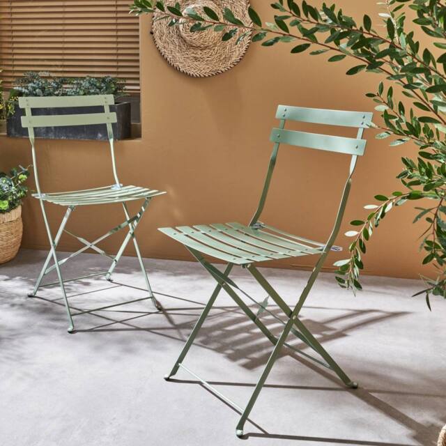 sweeek Set of 2 folding garden chairs in Light Green - image 1