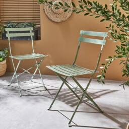 sweeek Set of 2 folding garden chairs in Light Green - thumbnail 1
