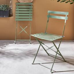 sweeek Set of 2 folding garden chairs in Light Green - thumbnail 4