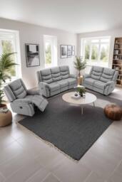 More4Homes Seattle Electric Recliner Fabric 1+2+3 Seater Sofa Set in Grey - thumbnail 1