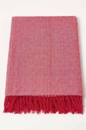 Homescapes Malda Cotton Throw with Tassels in Red - Size: 150 cm x 200 cm - thumbnail 2