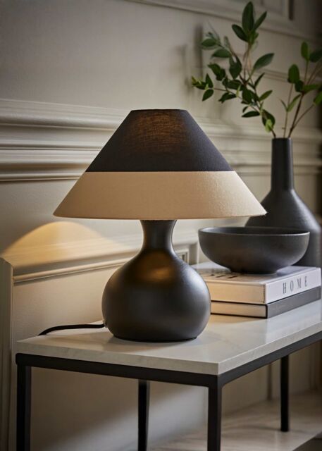 ValueLights Rupert Black Bulbous Table Lamp with Tapered Cone Lamp Shade - image 1