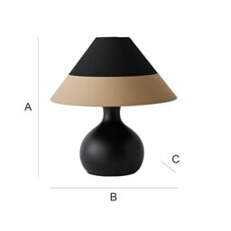ValueLights Rupert Black Bulbous Table Lamp with Tapered Cone Lamp Shade - thumbnail 7