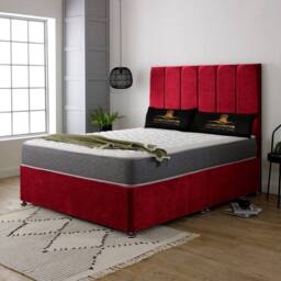 UK Bed Furniture Savannah Divan Bed with 4 Drawers & 26 Inch headboard in Maroon - Size: Double - thumbnail 1