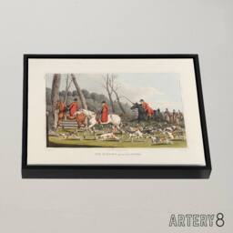"Artery8 Fox Hunting Into Cover Painting Framed Canvas Wall Art Print - Size: W24"" x H32""" - thumbnail 2