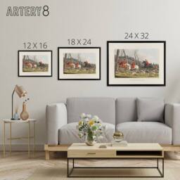 "Artery8 Fox Hunting Into Cover Painting Framed Canvas Wall Art Print - Size: W24"" x H32""" - thumbnail 4