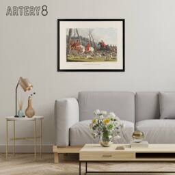 "Artery8 Fox Hunting Into Cover Painting Framed Canvas Wall Art Print - Size: W24"" x H32""" - thumbnail 3