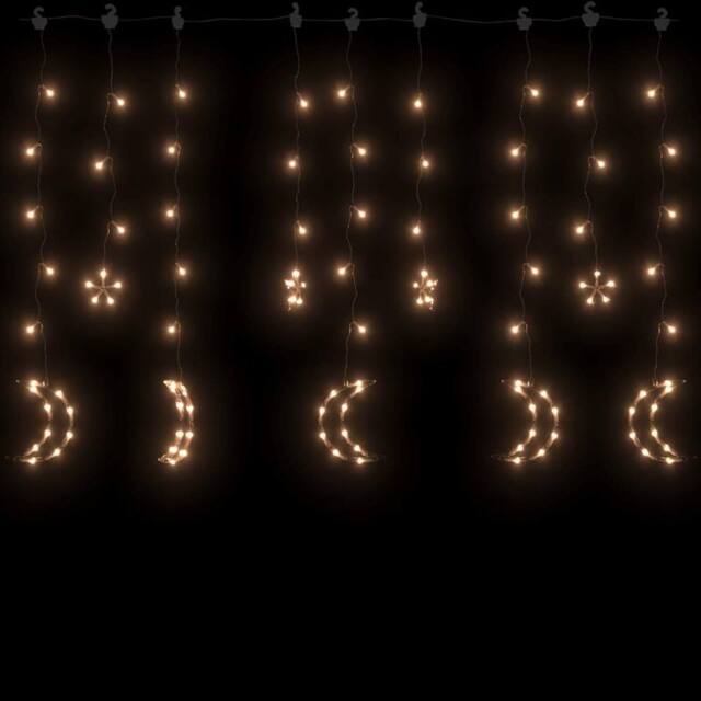 Berkfield Home Star & Moon Fairy Lights Remote Control 138 LED Warm White - image 1