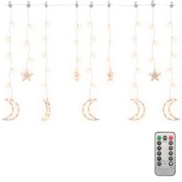 Berkfield Home Star & Moon Fairy Lights Remote Control 138 LED Warm White - thumbnail 3
