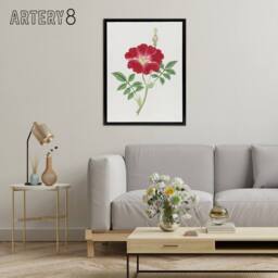 "Artery8 Red Flower Framed Canvas Wall Art Print Vintage Japanese Botanical - Size: W12"" x H16""" - thumbnail 3