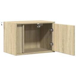 Berkfield Home Durable Wall-mounted Bedside Cabinets with LED Lights 2 pcs Sonoma Oak in Light Tan - thumbnail 7