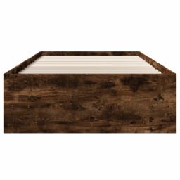 Berkfield Home Bed Frame without Mattress Smoked Oak 90x190 cm Single Engineered Wood in Brown - thumbnail 5