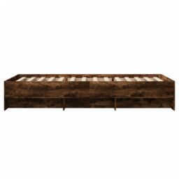 Berkfield Home Bed Frame without Mattress Smoked Oak 90x190 cm Single Engineered Wood in Brown - thumbnail 6