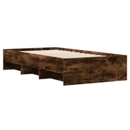Berkfield Home Bed Frame without Mattress Smoked Oak 90x190 cm Single Engineered Wood in Brown - thumbnail 4