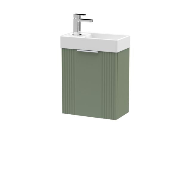 Balterley Retro Wall Hung Bathroom Vanity Basin Unit - 400mm - Satin Green - image 1