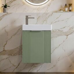 Balterley Retro Wall Hung Bathroom Vanity Basin Unit - 400mm - Satin Green - thumbnail 9