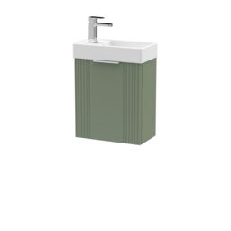 Balterley Retro Wall Hung Bathroom Vanity Basin Unit - 400mm - Satin Green
