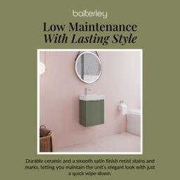 Balterley Retro Wall Hung Bathroom Vanity Basin Unit - 400mm - Satin Green - thumbnail 7