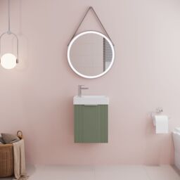 Balterley Retro Wall Hung Bathroom Vanity Basin Unit - 400mm - Satin Green - thumbnail 2