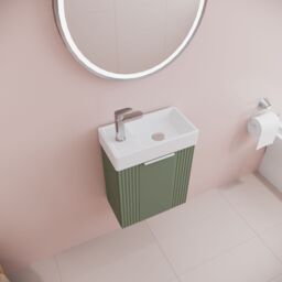 Balterley Retro Wall Hung Bathroom Vanity Basin Unit - 400mm - Satin Green - thumbnail 3