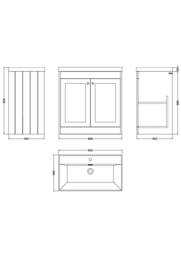 Balterley 800mm Floor Standing 2 Door Unit & Thin Edge Basin 1 Tap Hole - Grey - thumbnail 5