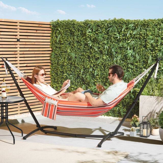 VonHaus 2 Person Freestanding Outdoor Hammock with Stand in Orange - Size: 1 Pack - image 1