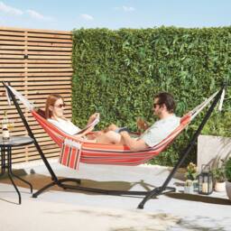 VonHaus 2 Person Freestanding Outdoor Hammock with Stand in Orange - Size: 1 Pack - thumbnail 1