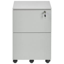 Wyld and Coco Office Storage Unit Light Grey 2-Drawer Key-Locked on Castors - thumbnail 5