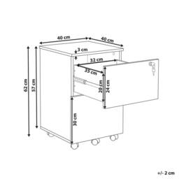 Wyld and Coco Office Storage Unit Light Grey 2-Drawer Key-Locked on Castors - thumbnail 3