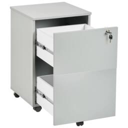 Wyld and Coco Office Storage Unit Light Grey 2-Drawer Key-Locked on Castors - thumbnail 4