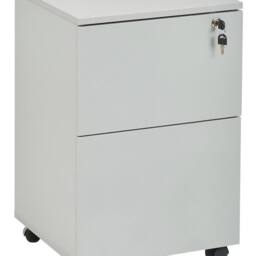 Wyld and Coco Office Storage Unit Light Grey 2-Drawer Key-Locked on Castors - thumbnail 2