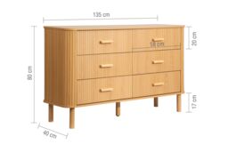 Birlea 6 Oak Brown Drawer Wooden Fluted Chest Axel - thumbnail 6