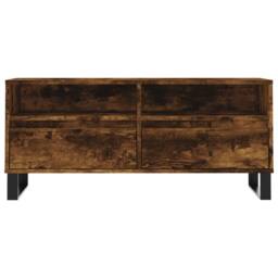 Berkfield Home TV Cabinet Smoked Oak 100x34.5x44.5 cm Engineered Wood in Brown - thumbnail 5