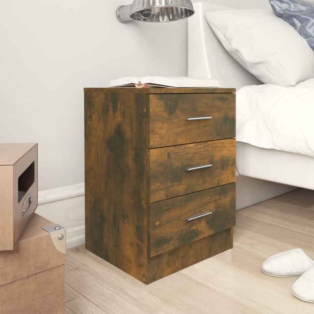 Berkfield Home Bedside Cabinet Smoked Oak 38x35x56 cm Engineered Wood in Brown - Size: 38 x 35 x 56 cm - image 1