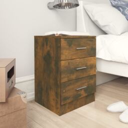 Berkfield Home Bedside Cabinet Smoked Oak 38x35x56 cm Engineered Wood in Brown - Size: 38 x 35 x 56 cm - thumbnail 1