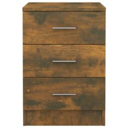 Berkfield Home Bedside Cabinet Smoked Oak 38x35x56 cm Engineered Wood in Brown - Size: 38 x 35 x 56 cm - thumbnail 4