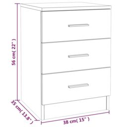 Berkfield Home Bedside Cabinet Smoked Oak 38x35x56 cm Engineered Wood in Brown - Size: 38 x 35 x 56 cm - thumbnail 6