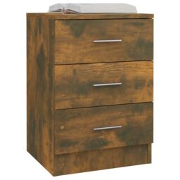 Berkfield Home Bedside Cabinet Smoked Oak 38x35x56 cm Engineered Wood in Brown - Size: 38 x 35 x 56 cm - thumbnail 3