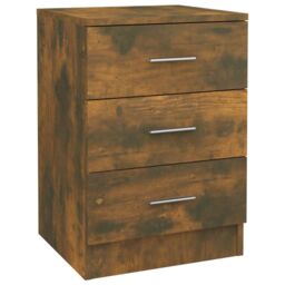 Berkfield Home Bedside Cabinet Smoked Oak 38x35x56 cm Engineered Wood in Brown - Size: 38 x 35 x 56 cm - thumbnail 2