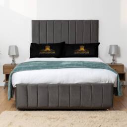 UK Bed Furniture Falcon Divan Bed with 2 Drawers Same Side & 26 Inch headboard in Charcoal - Size: King - thumbnail 2