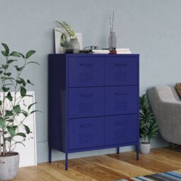 Berkfield Home Drawer Cabinet Navy Blue 80x35x101.5 cm Steel